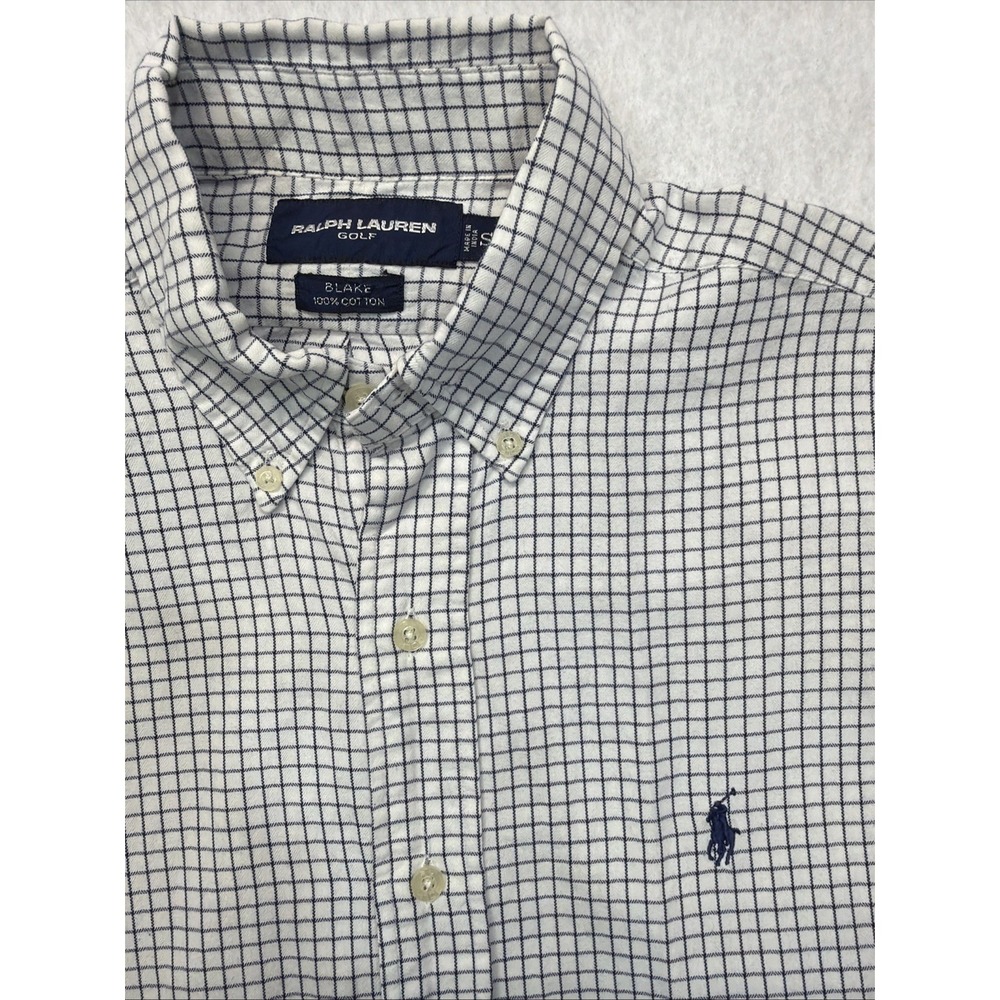 Ralph Lauren Golf Blake Fit Button Down Shirt‎ Men Size Small Plaid Blue Pony